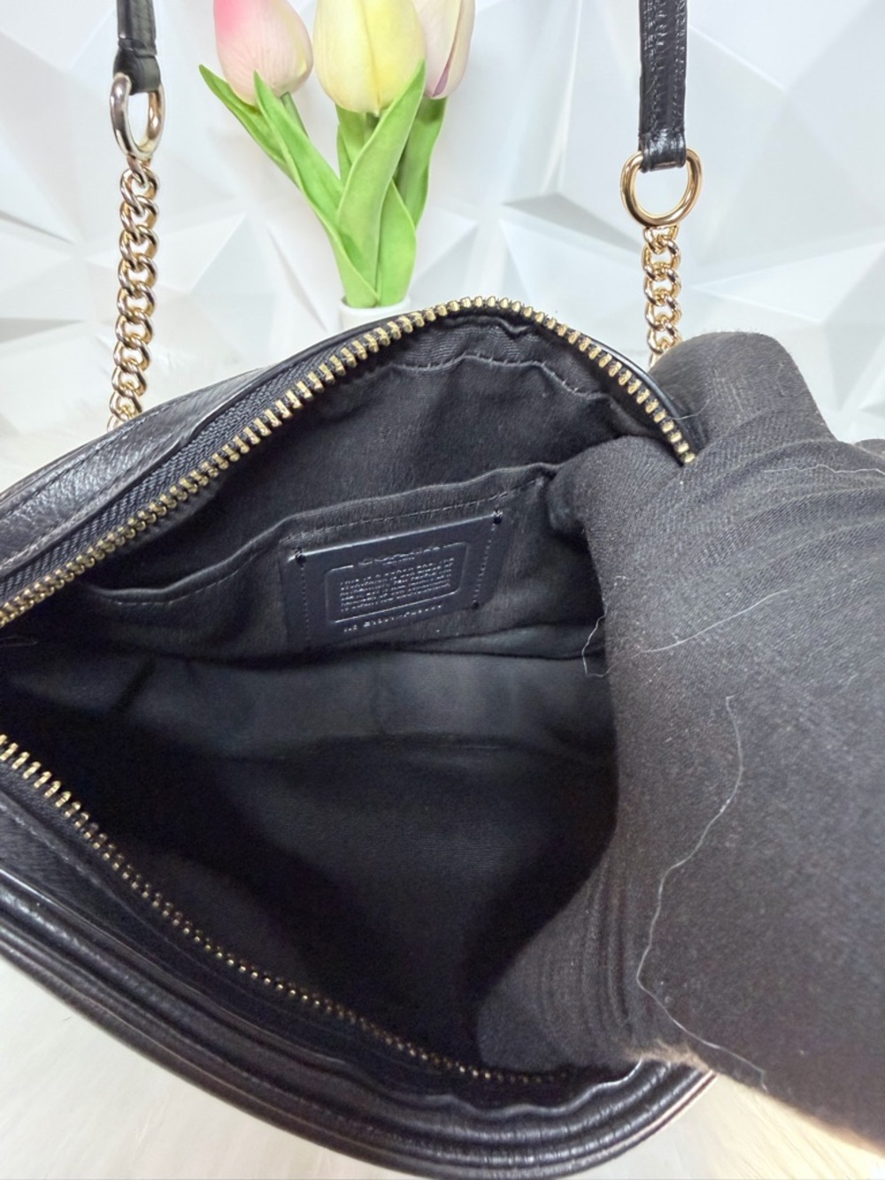 Coach Black Pebbled Leather Crossbody with Gold Hardware - Picture 6 of 12